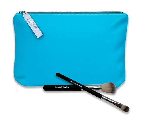 Instantly Ageless Travel Makeup Bag with 2 Brushes